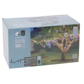 Napelemes sűrű fényfüzér 800 LED-es multi