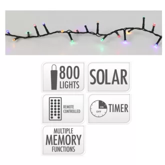 Napelemes sűrű fényfüzér 800 LED-es multi