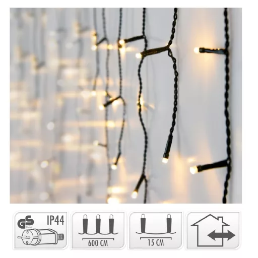 Jégcsap 180 LED-es adapteres meleg 6m