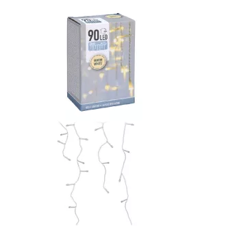 Jégcsap 90 LED-es transzparens adapteres meleg 3m