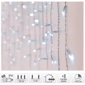 Jégcsap 180 LED-es időzítős programos adapteres hideg 6m