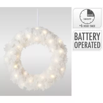   Koszorú szőrös LED-es időzítős elemes (elem nélkül) D37cm