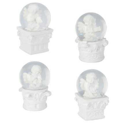 Rázógömb angyallal poly fehér M10cm