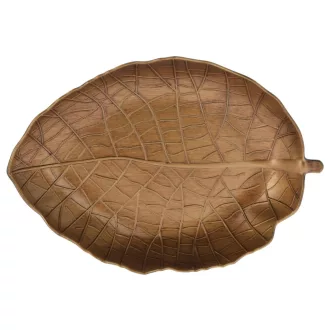 Műanyag levél alakú tányér arany D40cm