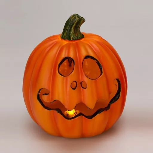 Halloween tök LED-es poly 14x15cm