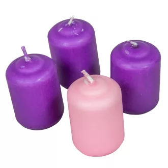   Mártott adventi gyertya 40x60 mm 3lila+1rózsa 12db/csom (db ár)