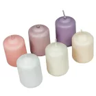 Mártott adventi gyertya 40x60mm(db ár) 24db/csom fehér vanilia krém puder mályva h.lila