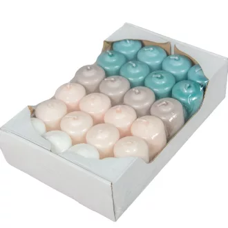   Mártott adventi gyertya 40x60mm (db ár) 24db/csom fehér ivory pezsgó homok menta vizkék