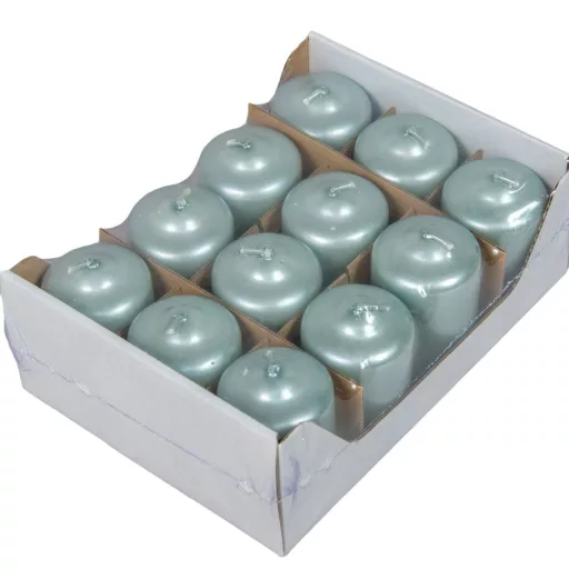 Metál adventi gyertya 40x60 mm jégkék 12db/csom (db ár)