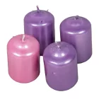 Metál adventi gyertya 40x60 mm 3lila+1rózsa 12db/csom (db ár)