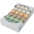 Metál adventi gyertya 40x60mm(db ár)24db/cs. fehér ivory jégkék pezsgő homok menta