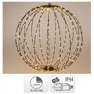 Gömb 240 LED-es időzítős adapteres meleg 40cm