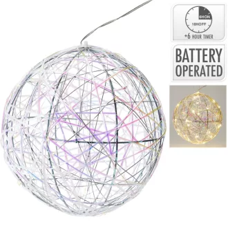 Gömb LED-es időzítős elemes (elem nélkül) 20cm