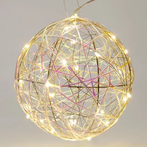 Gömb LED-es időzítős elemes (elem nélkül) 20cm