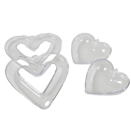 Müanyag szív átlátszó tölthető 10-13cm