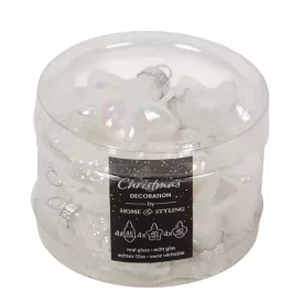 Üvegdísz akasztós fehér 4-7cm 12db-os