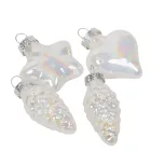 Üvegdísz akasztós fehér 4-7cm 12db-os