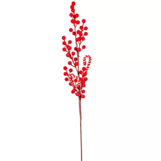 Flokkolt bogyós ág nyalókával piro  65cm