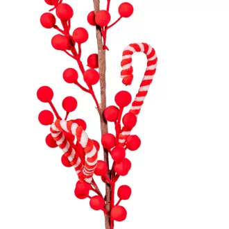 Flokkolt bogyós ág nyalókával piro  65cm