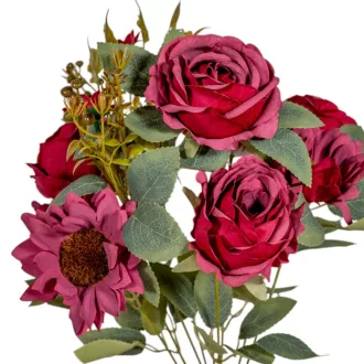 Rózsa, gerbera csokor 7v. mix M45cm 24db/#