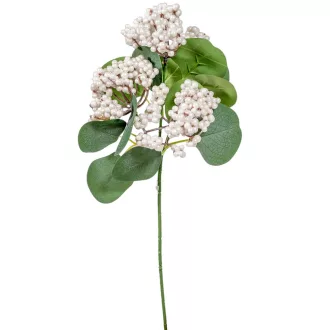 Fehér bogyós ág eukaliptusz levéllel 43cm