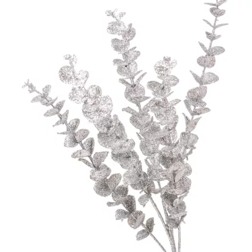 Glitteres eukaliptusz ág ezüst M83cm
