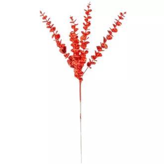 Glitteres eukaliptusz ág piros M83cm