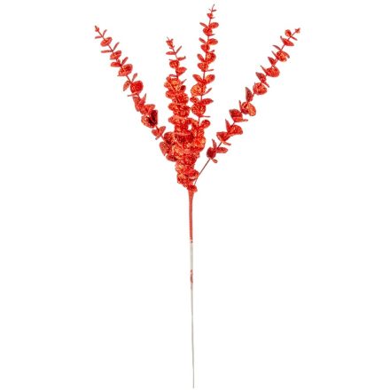 Glitteres eukaliptusz ág piros M83cm