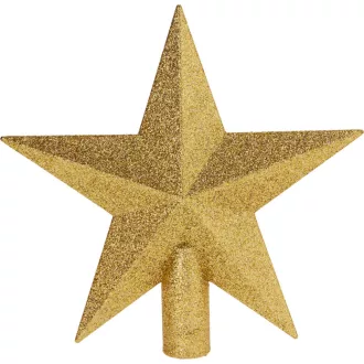 Csillag csúcsdísz glitteres arany19cm 