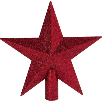 Csillag csúcsdísz glitteres bordó 19cm 