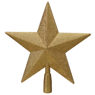 Csillag csúcsdísz műa. glitteres arany 28cm