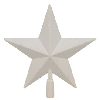Csillag csúcsdísz műa.  glitteres fehér 28cm
