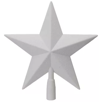 Csillag csúcsdísz műa.  glitteres fehér 28cm