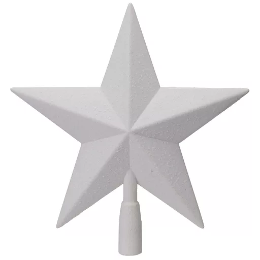 Csillag csúcsdísz műa.  glitteres fehér 28cm