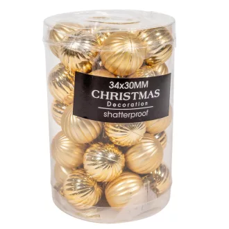 Műanyag gömb bordás arany 3cm 34db-os