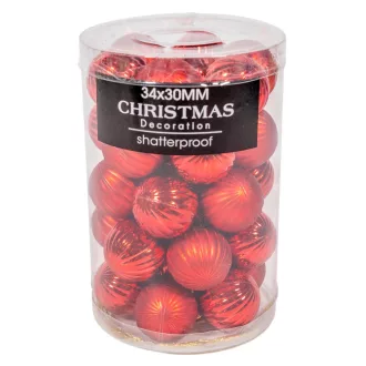 Műanyag gömb bordás piros 3cm 34db-os