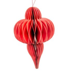 Papír lampion jégcsap akasztós piros 40cm 