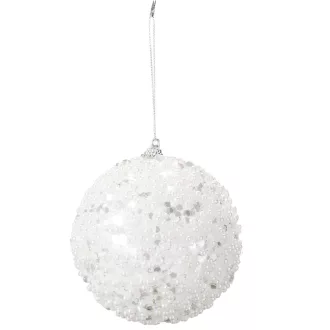 Glitteres, flitteres gömb fehér 10cm