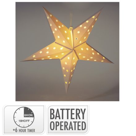 Papír csillag elemes (elem nélkül) 60cm