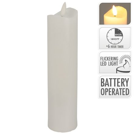 Gyertya LED-es fehér M20x5cm időzítős elemes (elem nélkül)