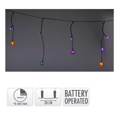 Pók mintás girland LED-es időzítős elemes (elem nélkül) 180cm