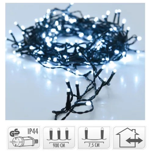 Fényfüzér 120 LED-es adapteres hideg 9m