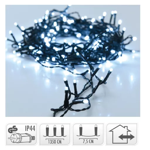 Fényfüzér 180 LED-es adapteres hideg 13,5m