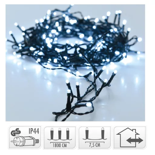 Fényfüzér 240 LED-es adapteres hideg 18m
