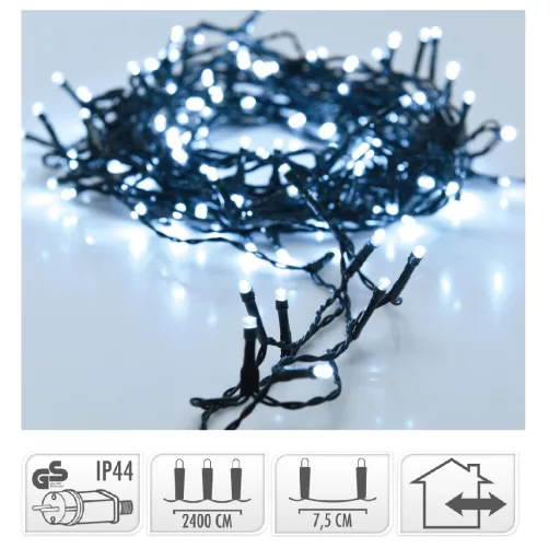 Fényfüzér 320 LED-es adapteres hideg 24m