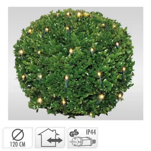 Bukszusgömb fényháló 144 LED-es adapteres 120cm