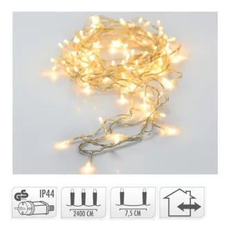 Fényfüzér 320 LED-es transzparens adapteres meleg