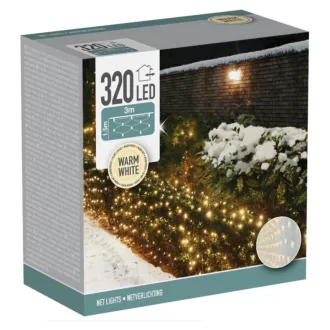 Háló 320 LED-es transparens adapteres meleg 3x1,5m