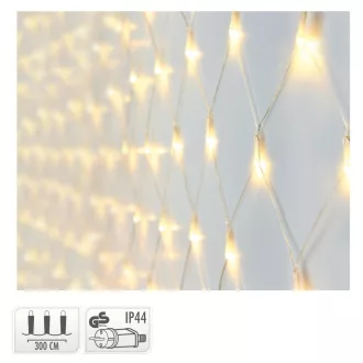 Háló 320 LED-es transparens adapteres meleg 3x1,5m
