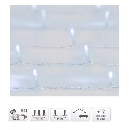 Fényfüggüny 240 LED-es programos adepteres hideg 2x1,5m